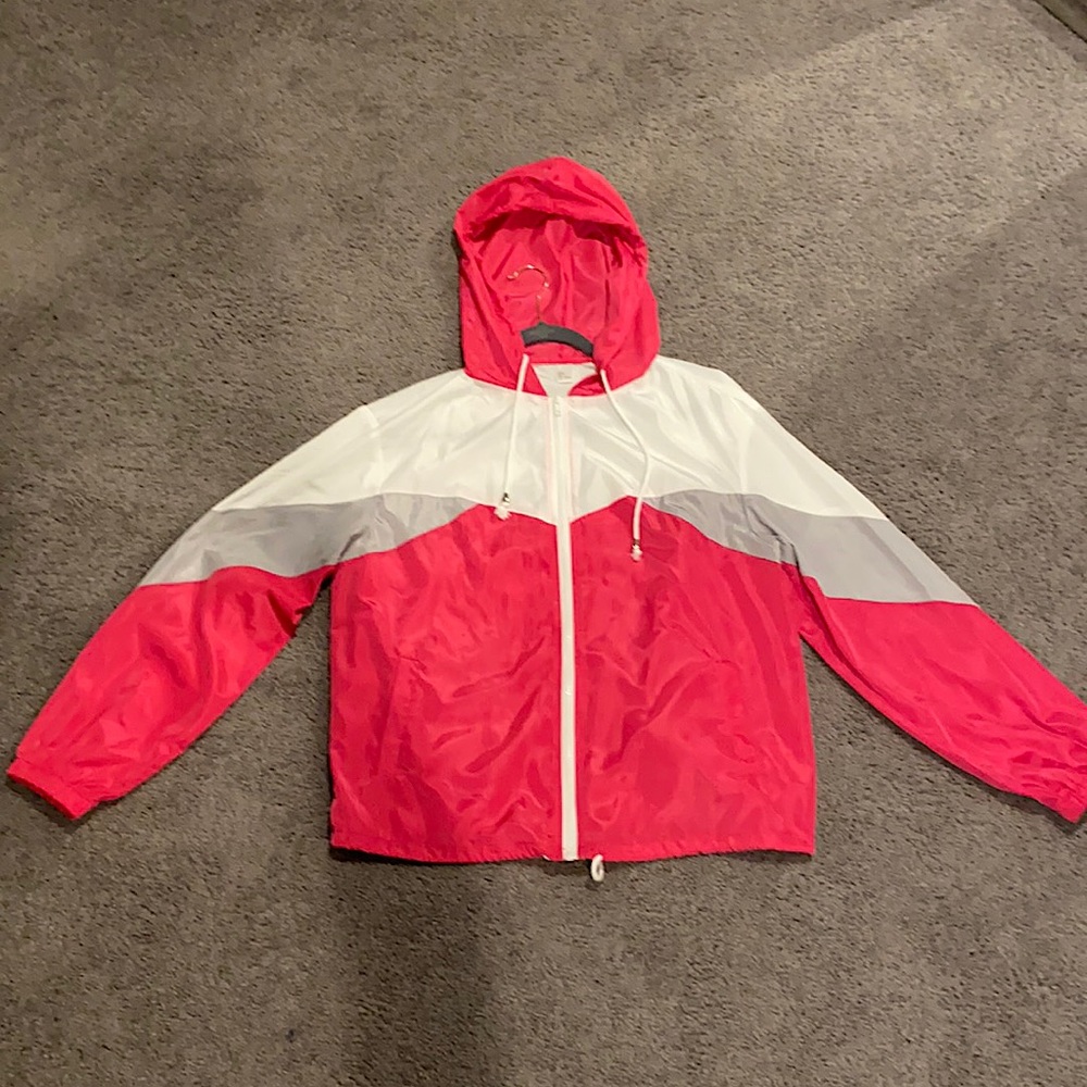 Drawstring Hooded Windbreaker Jacket